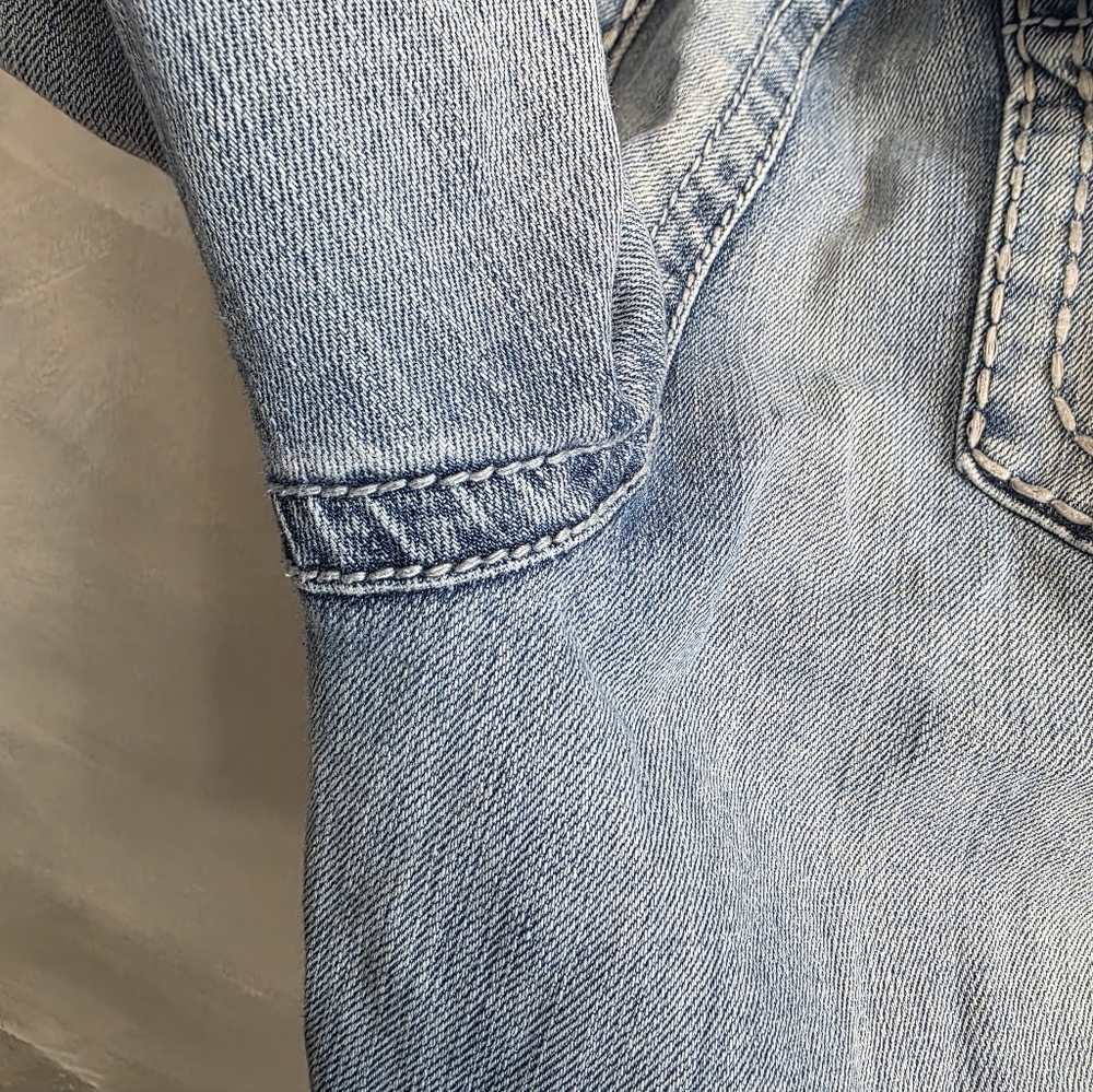 Paisley Sky Women Blue Denim Jeans Pants Bootcut Y2K Sz 18W Embellished Pockets - Picture 7 of 8
